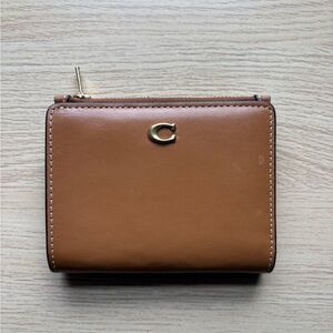Coach Tan Leather Wallet with Gold Accent